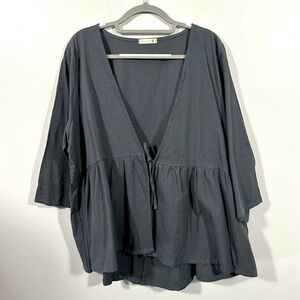 Women's Gray V-Neck Top